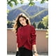 thumbnail image 4 of Suéter de lana con cuentas para mujer, ropa de moda sólida, otoño e invierno, nuevo, suelto, cuello medio alto, rojo, grueso, para viajar al trabajo, 4 of 5