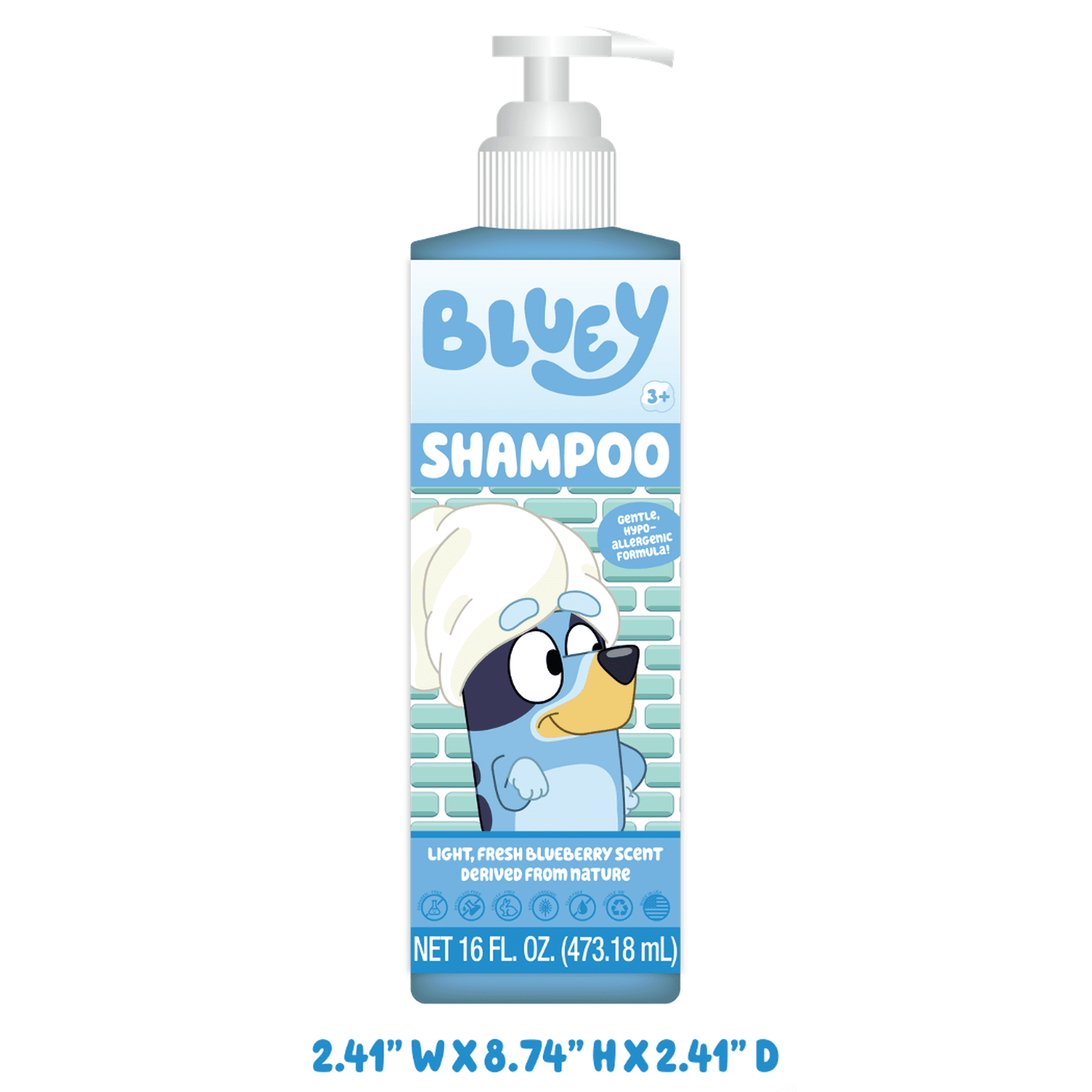 Bluey Shampoo 16 oz Light Fresh Blueberry Scent Ages 3+