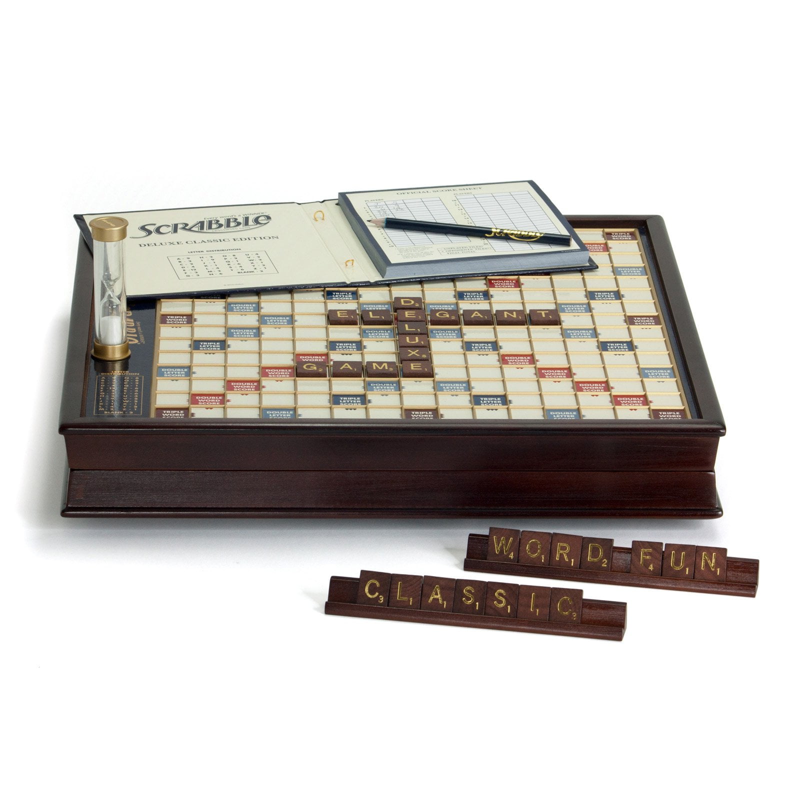 BNIB Winning Solutions Luxury Edition Scrabble Game Rotating Faux leather Board 