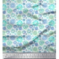 thumbnail image 1 of Soimoi White polyester Crepe Fabric Blue Mandala Print Fabric by the Yard 42 Inch Wide, 1 of 3