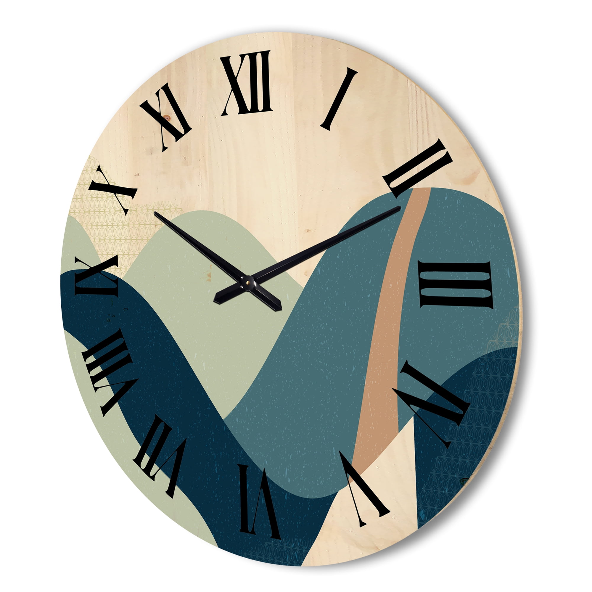 Designart 'Landscape With Hills Abstract Geometric Art' Modern Wood Wall Clock