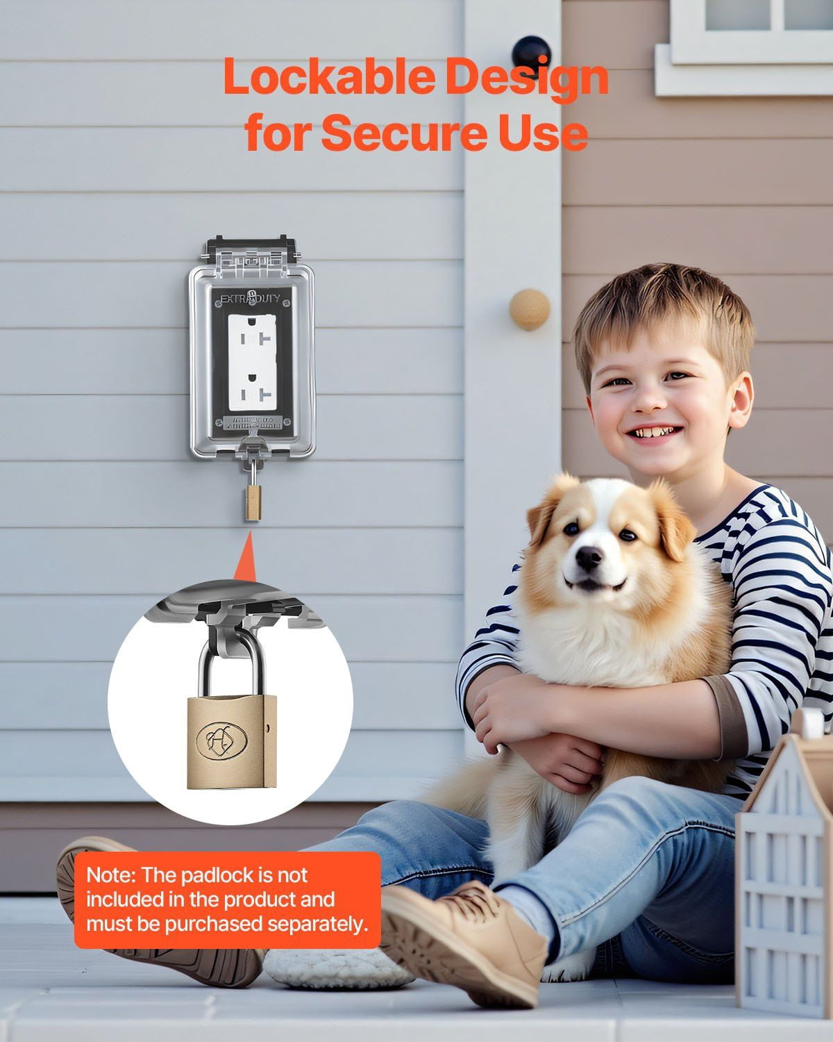 1 Gang Weatherproof Outdoor Electrical Outlet Cover Lockable High Strength PC Material 6 in 1 Receptacle Socket Horizontal Vertical Easy Installation