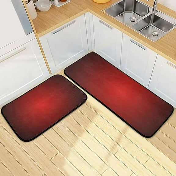 Ryvnso Gradient Red Kitchen Rugs Set Non Slip Runner Mats for Dining Room