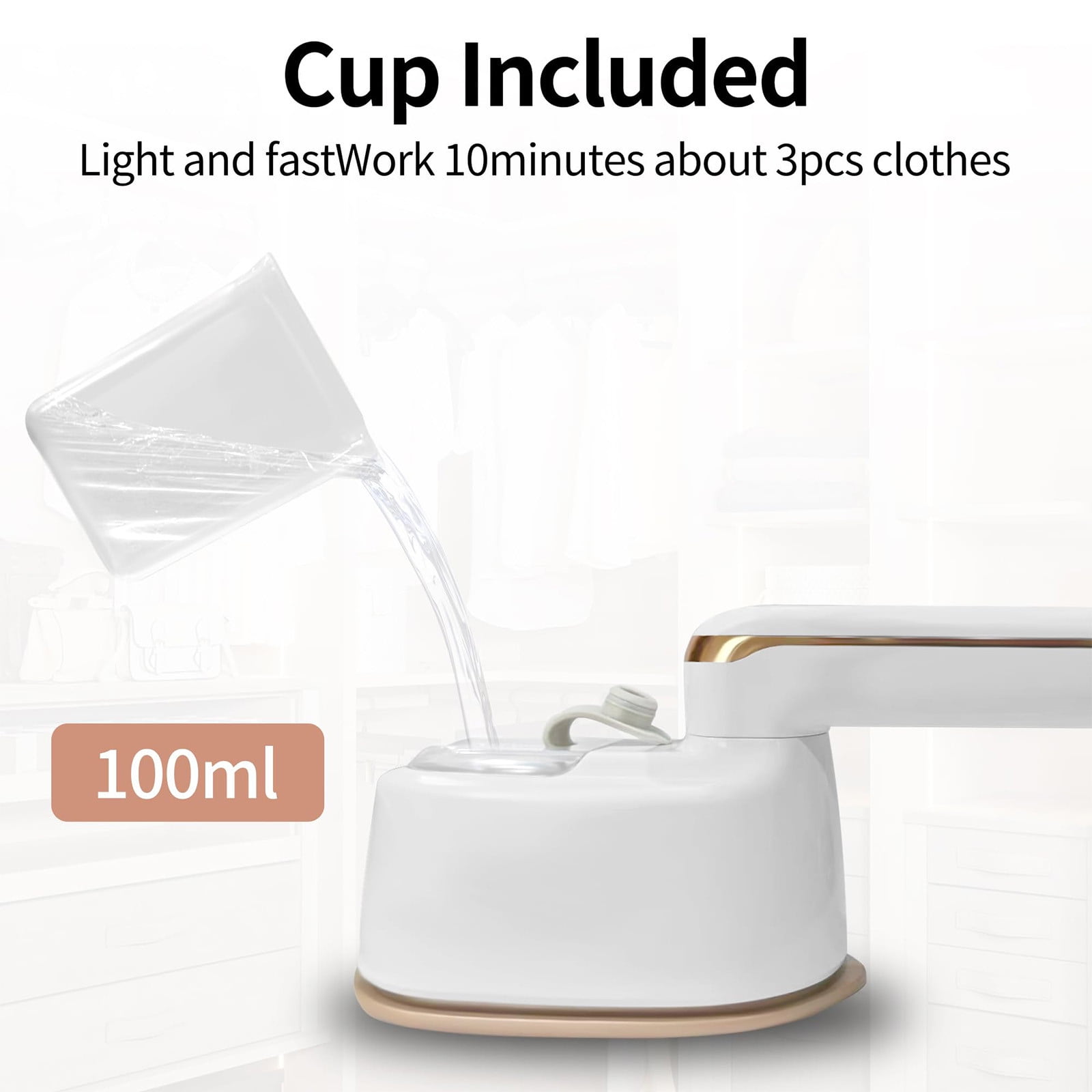 Gnmfd Handheld Portable Garment Steamer for Clothes and Fabric, High-Power Steam Iron for Wrinkle Removal Flat Hanging Ironing Home Travel Dorm Office Use with Easy-Fill Water Tank