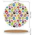 thumbnail image 2 of Round Drink Coasters, 6 Pcs Color Animal Paw Prints Absorbent Ceramic Coaster with Cork Base for Coffee Cups Housewarming Gift for Home Decor, 2 of 5