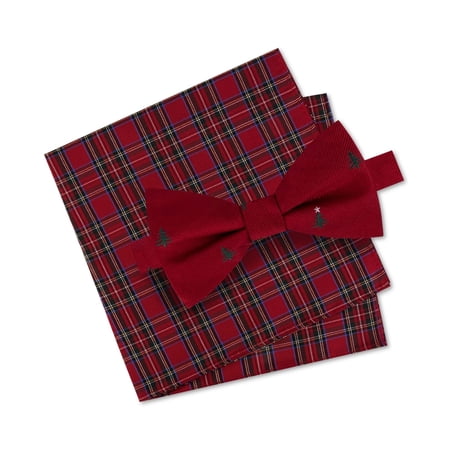 Tommy Hilfiger Mens Pocket Square Neck Tie Set, Red, One Size