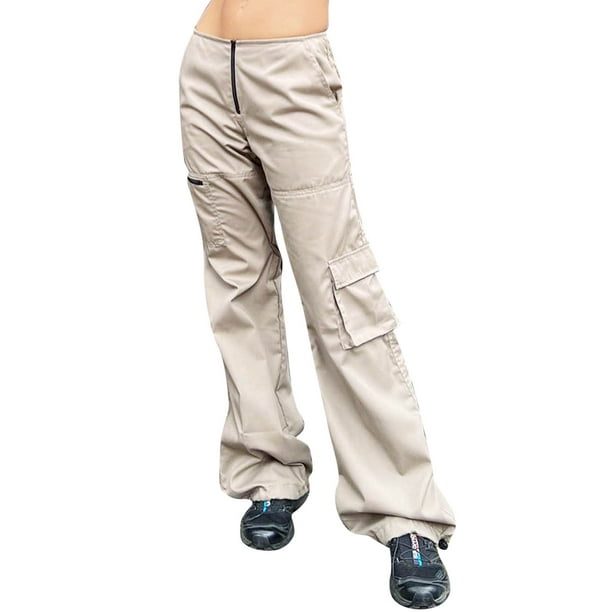 eczipvz Cargo Pants Women's Casual Skinny Pants High Waisted Split Hem  Office Work Pants Khaki,L