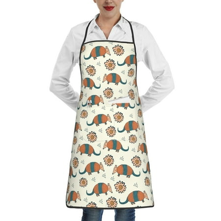 

Gaeub Colorful Armadillos1 Kitchen Cooking Aprons Adjustable Bib Apron Waterdrop and Oil Resistant Kitchen Chef Apron for Women Men