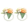thumbnail image 1 of 2Pcs Faux Pearl Wrist Flower Set Wedding Bracelet Artificial Floral Accessory for Bride Mother Day, 1 of 7