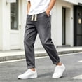 thumbnail image 6 of YLSDY Men's Roll Cuff Elastic Waist Jeans, Drawstring Design, Relaxed Fit Casual Daily Denim Pants Gray XXXL, 6 of 8