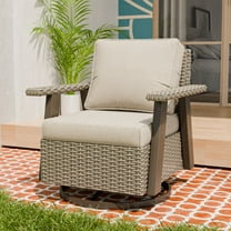 COOS BAY Rustic Hideaway Single Outdoor Swivel Rocker, Patio Wicker Rocking Chair with Deep Seating for Patio, Outdoor Balcony, Beige