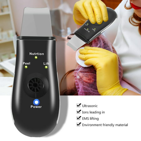 Zerone Pores Cleaning Scrubber Micro-current Ultrasonic Vibration Skin Scrubber Deep Cleansing Spatula Blackhead Cutin Removal Peeling Skin Rejuvenation Spa Beauty Device, Ultrasonic Pores (Best At Home Microcurrent Facial Device)