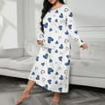 thumbnail image 2 of Women's Cotton Nightgown Plus Size Casual Sleep Dress Women'S Plus Heart Print Long Sleeve Round Neck Medium Stretch Loose Nightdress, Women Nightgowns & Sleepshirts XL, 2 of 5