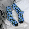 thumbnail image 5 of Fotbe Blue Flowers Pattern Long Socks for Men & Women – Breathable & Stretchy Compression Socks, Ideal for Running, Travel, and Everyday Wear Size 5-11, 5 of 6