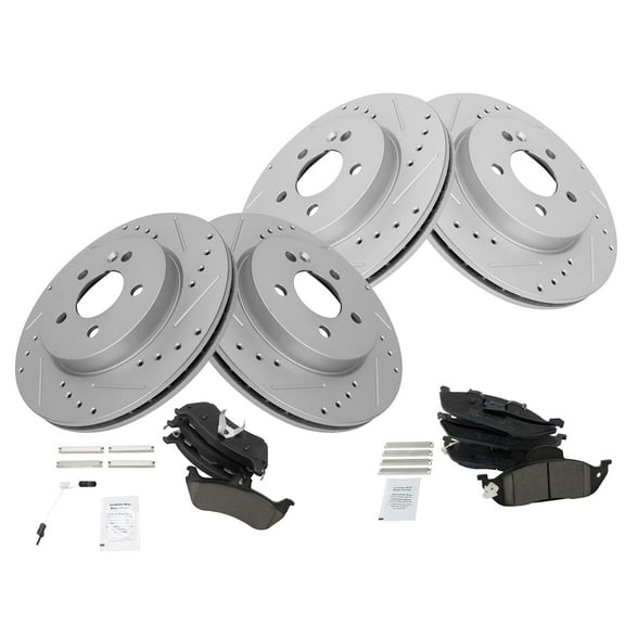 TRQ Front and Rear Performance Brake Pad & Rotor Kit Brake Pads Brake Rotors Set Ceramic Fits Select 1998-2003 Mercedes-Benz ML320 2003-2005 ML350 1999 ML430