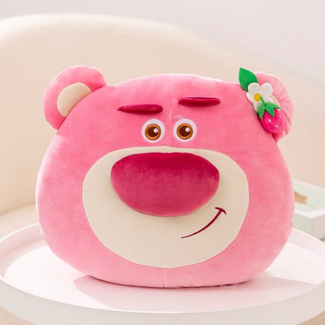 Almohada de oso de fresa roja, juguete de peluche para niños, regalo de cumpleaños para niñas, almohada, cama