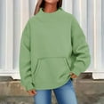 thumbnail image 2 of yardsong Women's Oversized Mock Turtleneck Sweatshirt - Fall Solid Color Long Sleeve Pockets Mint Green,XXL, 2 of 8
