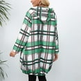 thumbnail image 6 of Turilly Womens Jackets Ladies Clearance, Women's Check Print Loose Lapel Zip Hooded Double Pocket Blazer Long Sleeve Hooded Casual Coat/Jacket, 6 of 7