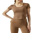 thumbnail image 1 of Femmes Entraînement T-Shirts Manches Courtes Ourlet Courbé Yoga Tops, 1 of 6
