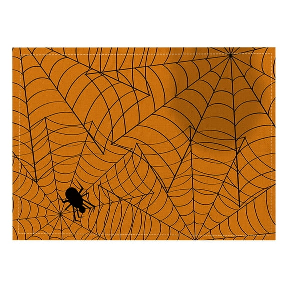 CuiLiyq Halloween Placemats, Black Orange Spider Web Decor Place Mats, Fall Autumn Holiday Decorative Table Mats, for Kitchen Dining Party Table Decoration (17.7" x 11.8")