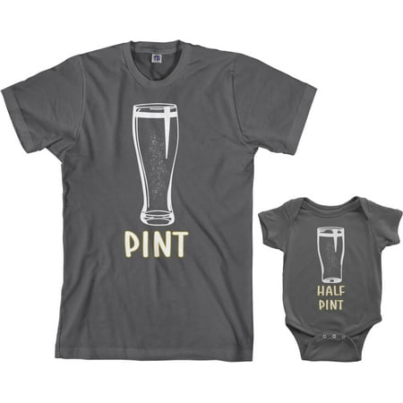 

Threadrock Pint & Half Pint Infant Bodysuit & Men s T-Shirt Matching Set (Baby: 6M Charcoal|Men s: M Charcoal)