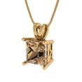 thumbnail image 2 of Clara Pucci 18K Yellow Solid Hypoallergenic Gold 2.5Ct Champagne Princess Cut Solitaire Designer Necklace Pendant For April, 2 of 7