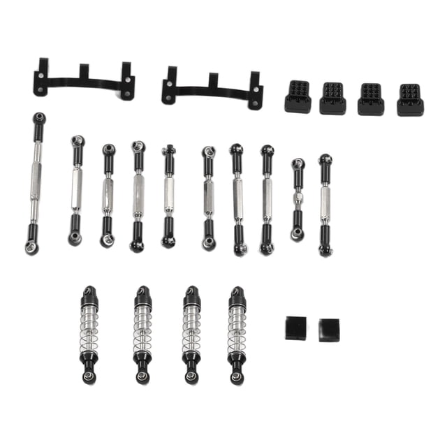 RC Car Pull Rod Kit, Aluminum Alloy Shocks Absorber and Tie Rods with Bracket Components for WPL C24 C14 C14K C24K RC Vehicle