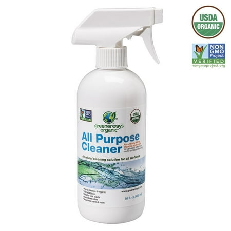 Greenerways Organic All-Purpose Cleaner, Natural, USDA Organic, Non-GMO, Best Household Multi Surface Spray Cleaner for Home, Glass, Kitchen, Bathroom, Shower, Window, Streak Free, Child Safe - (Best Solution For Cleaning Glass Windows)