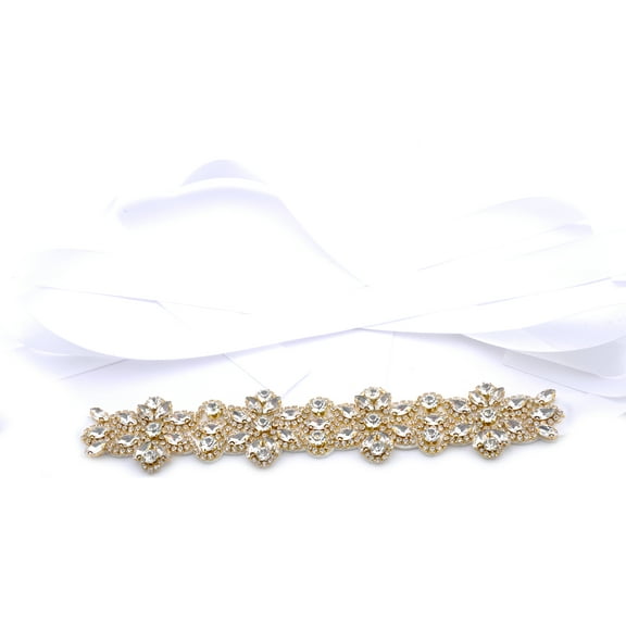 Wedding Sash Belt Gold Plating Vintage Applique Ivory