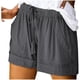 thumbnail image 1 of Ofertas del día, pantalones cortos Bidobibo de verano para mujer, informales, holgados, cómodos, con cintura elástica y cordón ajustable, de algodón, de color liso, con bolsillos., 1 of 7