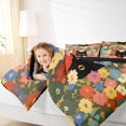 thumbnail image 4 of jejeloiu Flower Cat Pattern Full Size Comforter Sets Kids,Cartoon Floral Cute Print Bedding Sets,Reversible,3 Pieces, 4 of 8