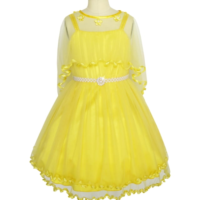 Robe de Fille Fleur Ceinture de Perles Concours Mariage Fête 6 Ans