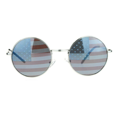 SA106 USA American Flag Imprint Lens Round Circle Lens Sunglasses