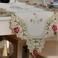 thumbnail image 2 of Beisidaer Table Runner Embroidered Floral Lace Fabric Translucent Gauze Table Cloth, 2 of 8