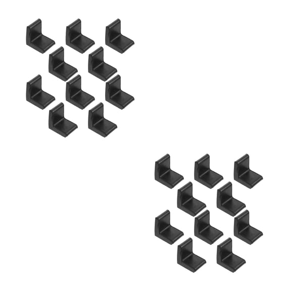 Raindrops 2 Sets  10Pcs L-Shape Angle Iron Foot Pads Furniture Leg Caps End Covers (Black)