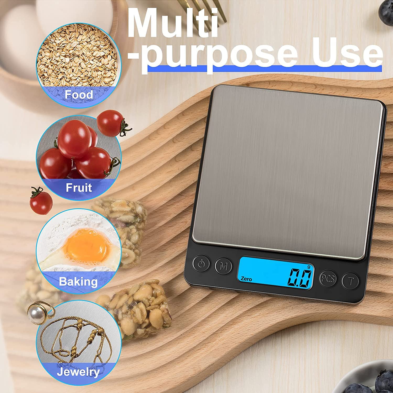 Digital Food Kitchen Scale Upgraded, YONCON 3000g/0.1g High Accuracy Mini Pocket  Scale Measures in Grams and oz for Cooking, Baking, Jewelry, Tare  Function,2 Trays, LCD Display (Batteries Included) - Walmart.com