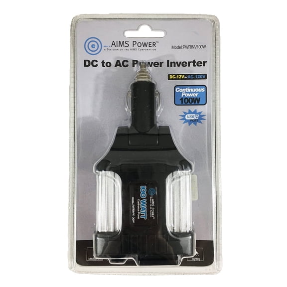 AIMS Power 100W Modified Sine Power Inverter 12VDC to 120VAC for Travel, Small Chargers, and Fans
