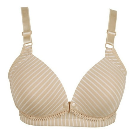 

Women Maternity Nursing Bra Stripes Flower Lace Wire Free Seamless Front Closure Breastfeeding Underwear