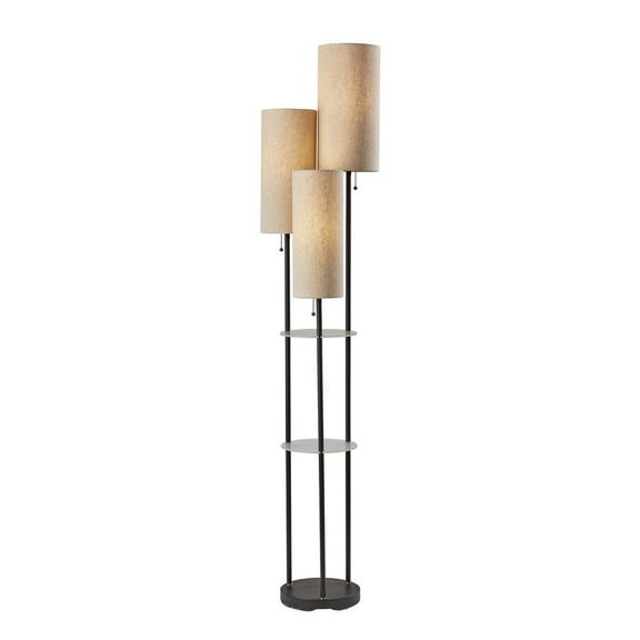 Trio Shelf Floor Lamp in Matte Black Finish