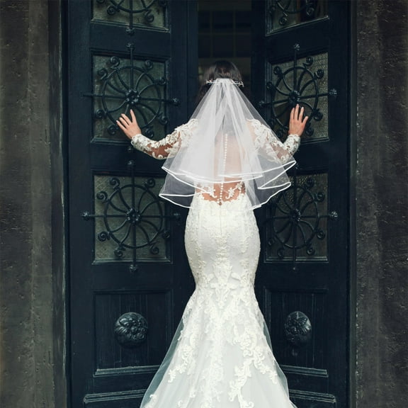 SOPOTUTU White Wedding Veil Hair Accessory with Tulle Yarn Comfortable Bride Costume Accessory