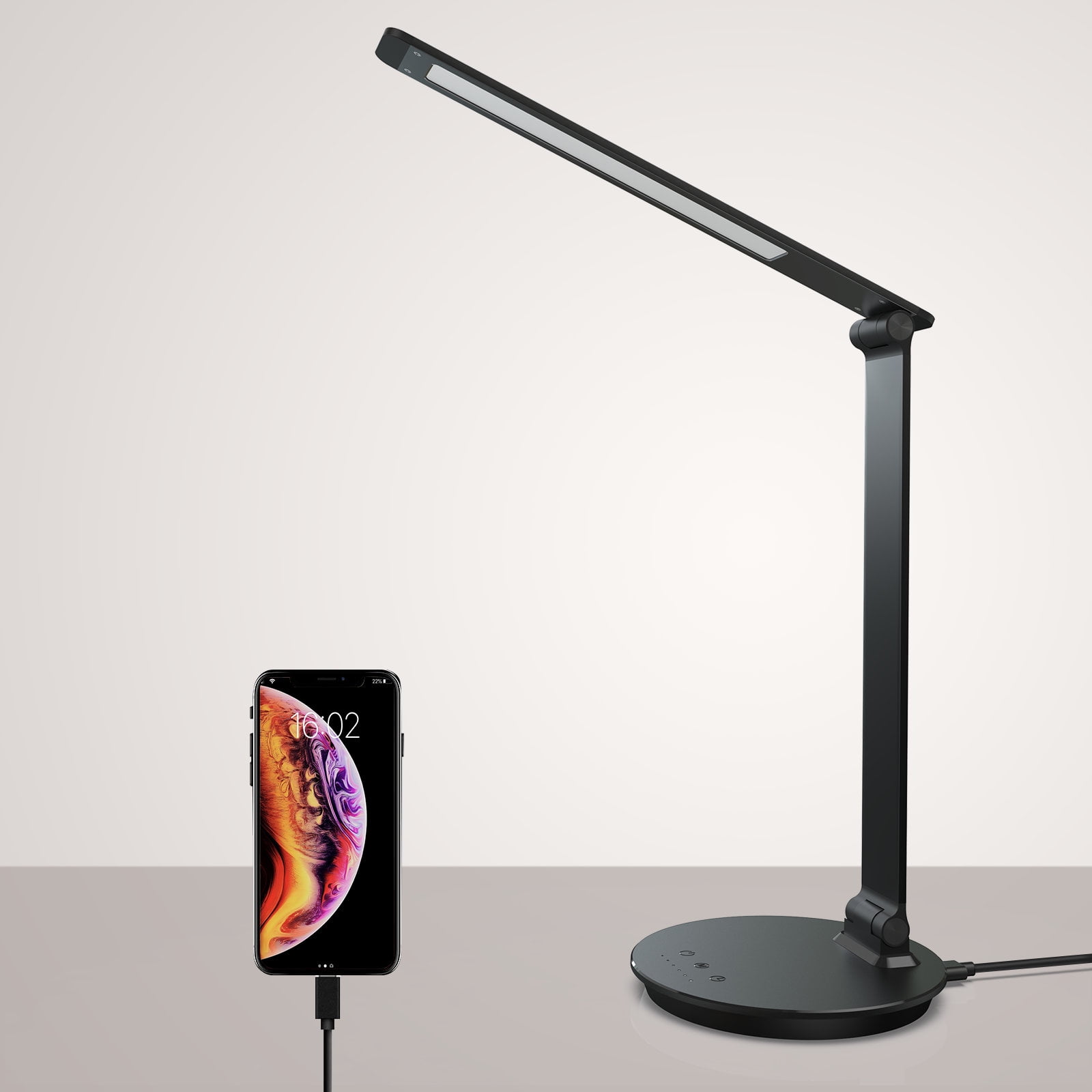 TaoTronics TT-DL093 Wireless Charger USB LED Smart Touch Control Desk Lamp Grey 