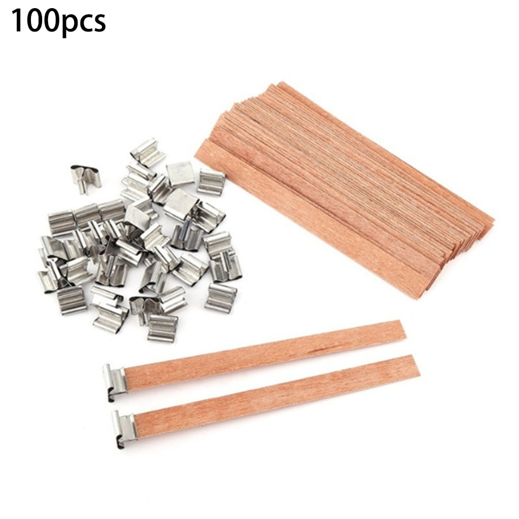 50Pcs Wood Wcks for Candles Wooden Candle Wicks with Candle Wick Trimmer Candle Making Wicks Smokeless Natural Wood Wicks for Candles Making Kits for Candle Making DIY Craft 5.1 x 0.5inch 