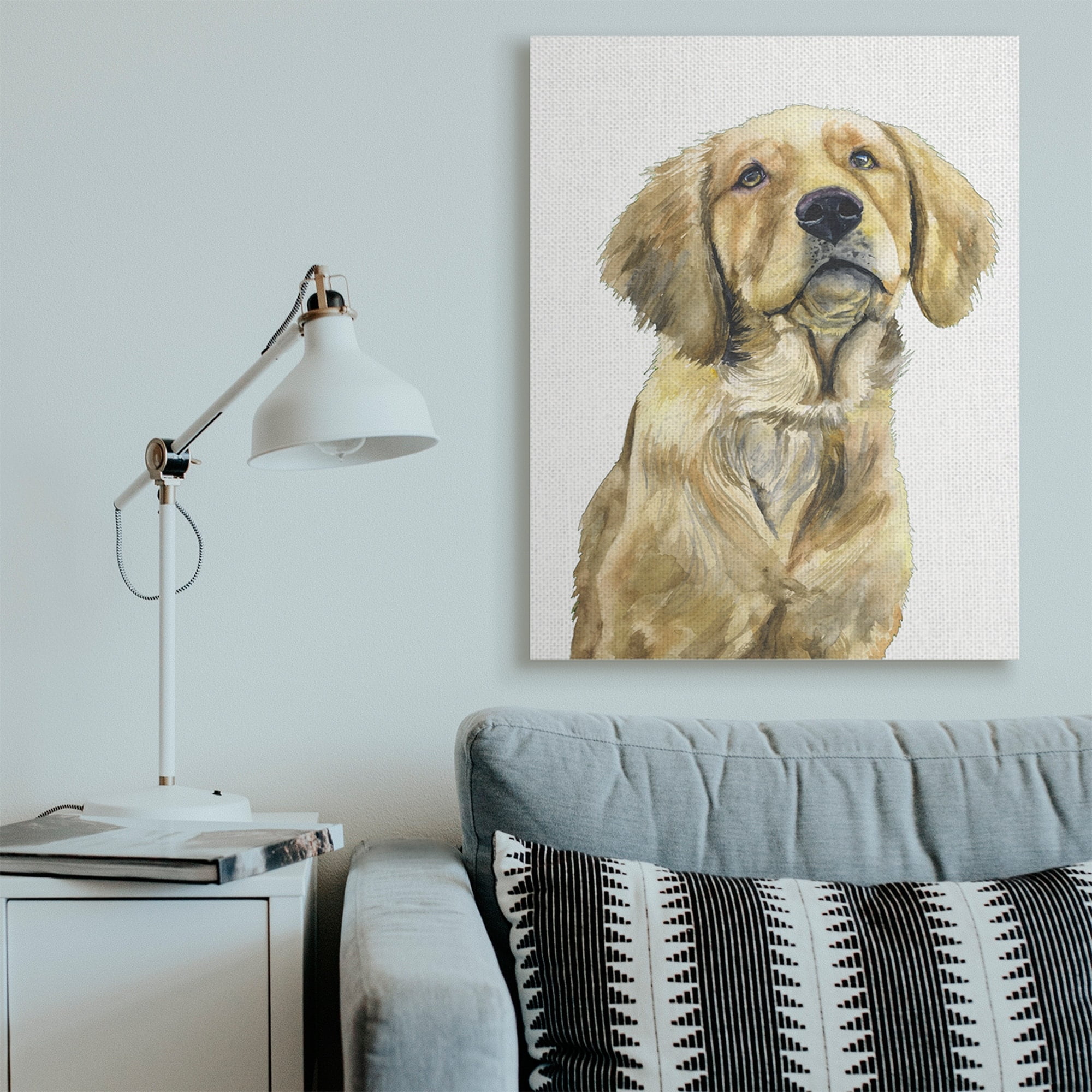 Stupell Industries Golden Retriever Puppy Portrait Soft Yellow Dog Canvas Wall Art, 36 x 48, Design by George Dyachenko