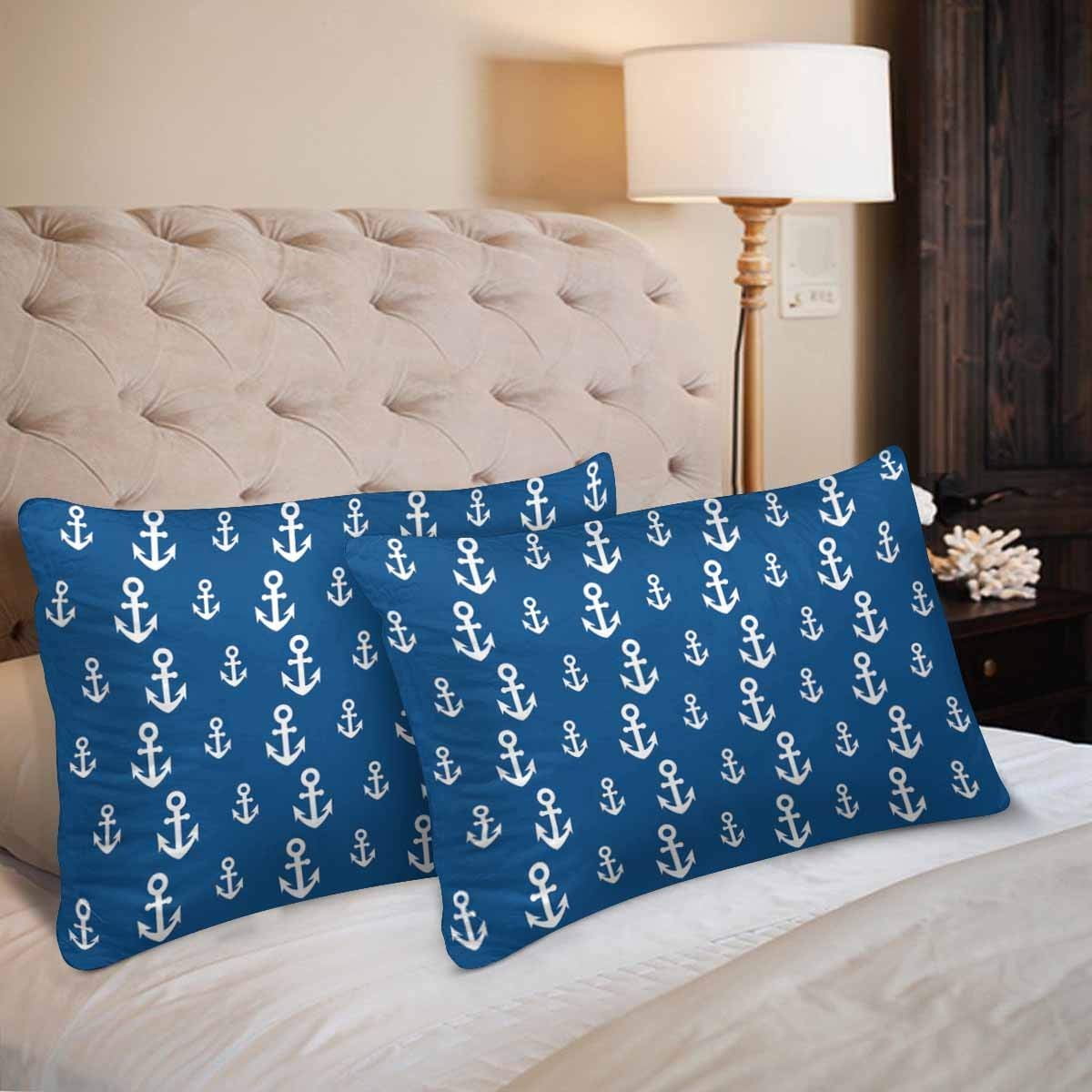 GCKG Anchor Nautical Marine Navy Blue Sail Maritime Pillow Cases