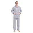 thumbnail image 5 of Amaxer Mens Cotton Flannel Pajama Set, Long Sleeve Button‑Down Top & Elastic Waist Long Pants, Breathable Sleep Loungewear, Size L, 5 of 6