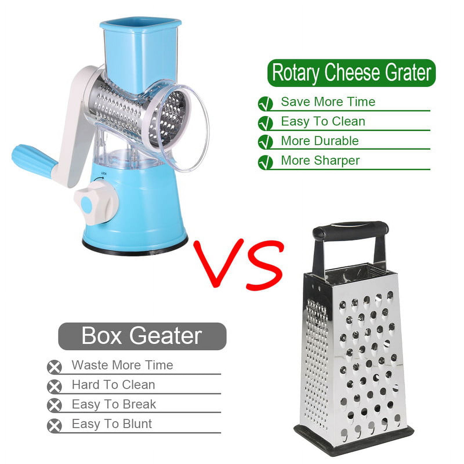 3pcs/Set Stainless Steel Cheese Grater Kit - Fruit And Vegetable Slicer,  Nut Grinder And Cheese Shredder - Includes 2 Replacement Blades