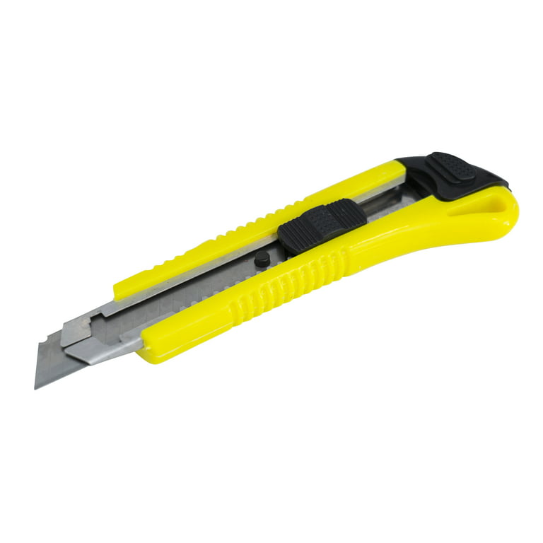 [20 Pack] EcoQuality Yellow Utility Knife Retractable Box Cutter for Cartons, Boxes, Cardboard 18mm Wide Blade Cutter Great for Warehouse, Office
