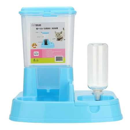 3.3 LB 2 in 1 Pet Cat Dog Automatic Food + Water Drinker Dispenser Gravity Pet Feeder Dish Bowl Bottle Anti-Spill Non