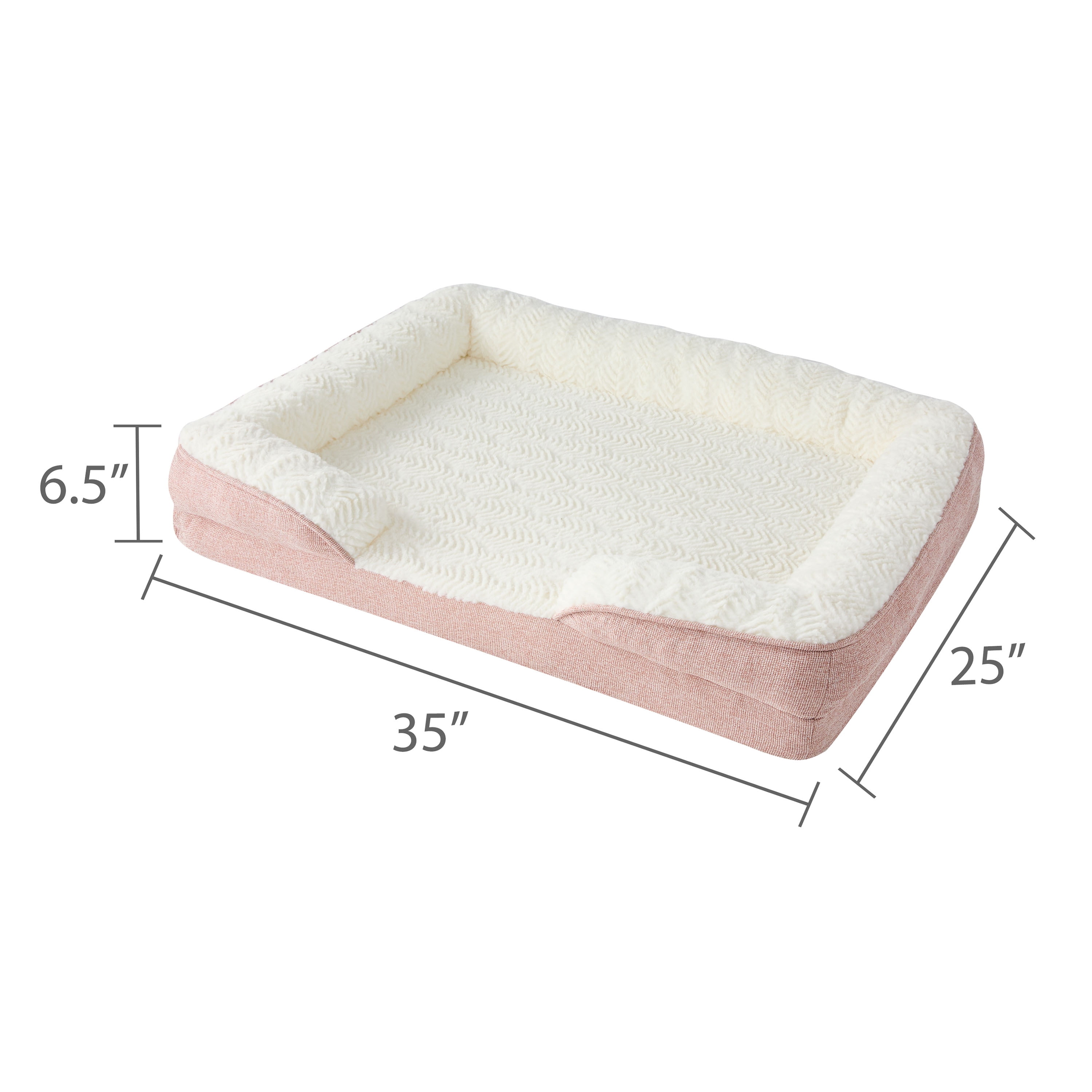 Vibrant Life Medium Orthopedic Bolster Dog Bed, Pink, 25" x 35"