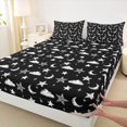 thumbnail image 3 of Homewish Kids Children Stars Print Twin Sheet Sets 3pcs,Starry Sky Twin Fitted Sheet Microfiber,Black White Breathable Flat Sheet,Luxury Bedroom Decor, 3 of 7